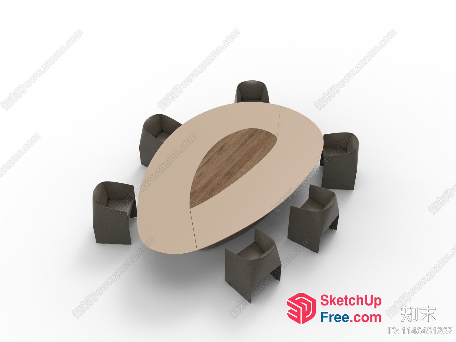 Modern Oval Dining Table With Elegant Chairs 3D SketchUp File