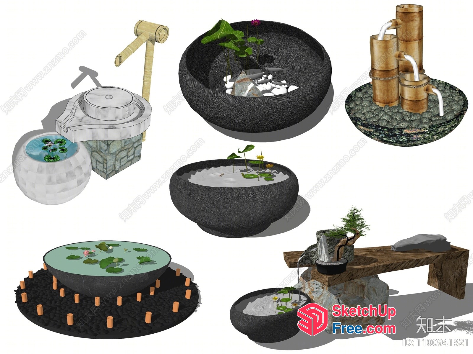 Asian-Inspired Water Feature Designs 3D SketchUp File