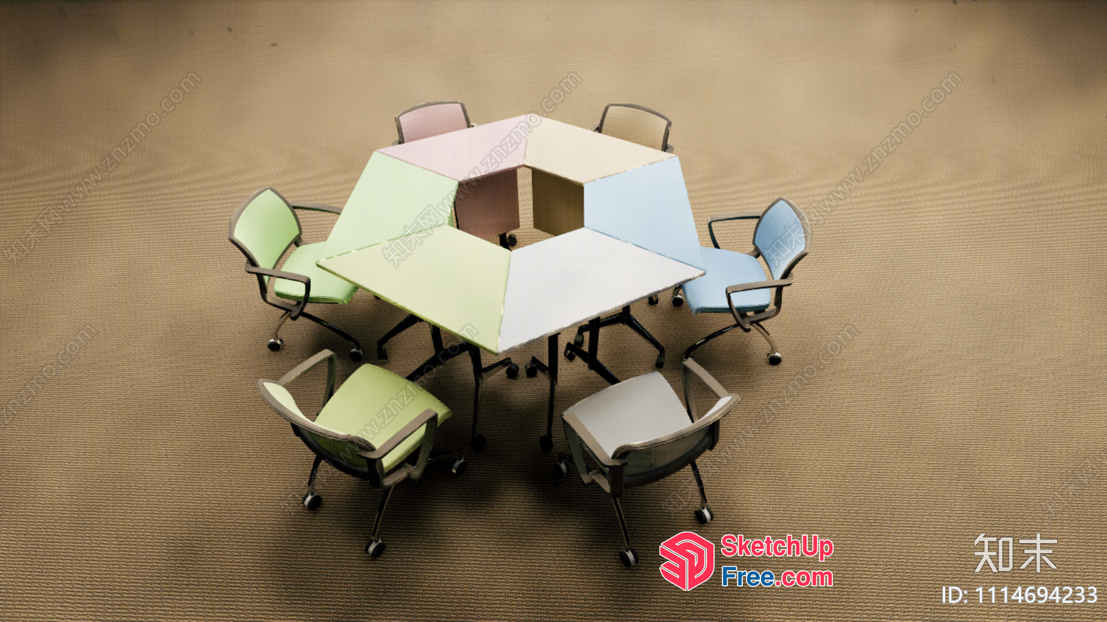 Modern Office Furniture Arrangement 3D SketchUp File