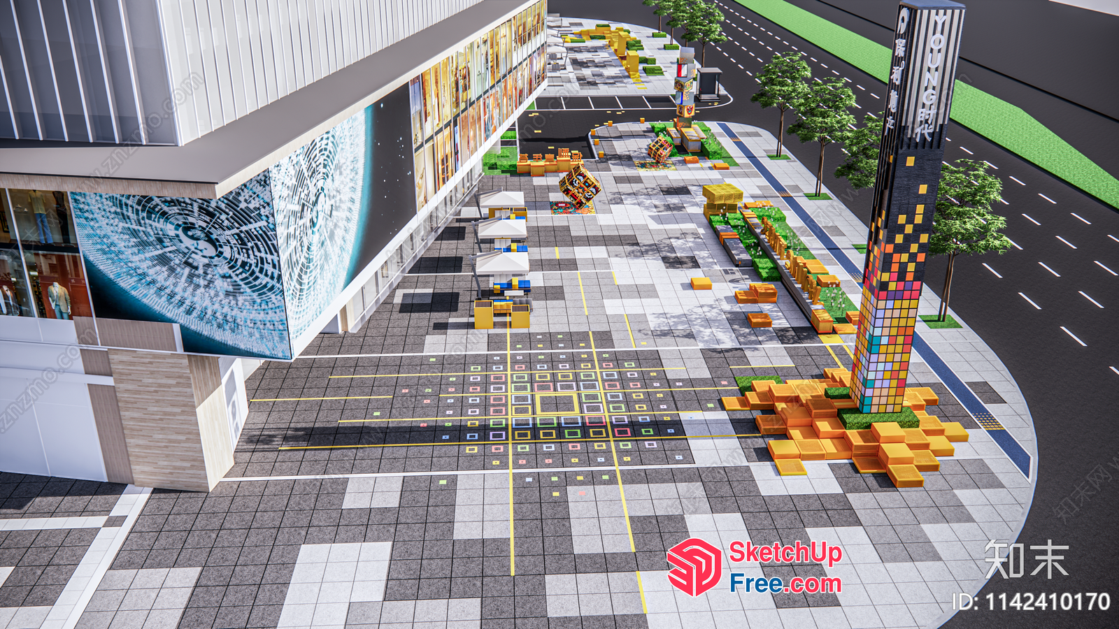 Modern Commercial Street Cladding 3D SketchUp File