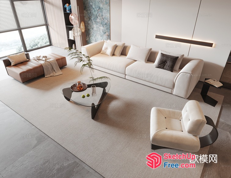 Modern Minimalist Living Room Design 3D SketchUp File