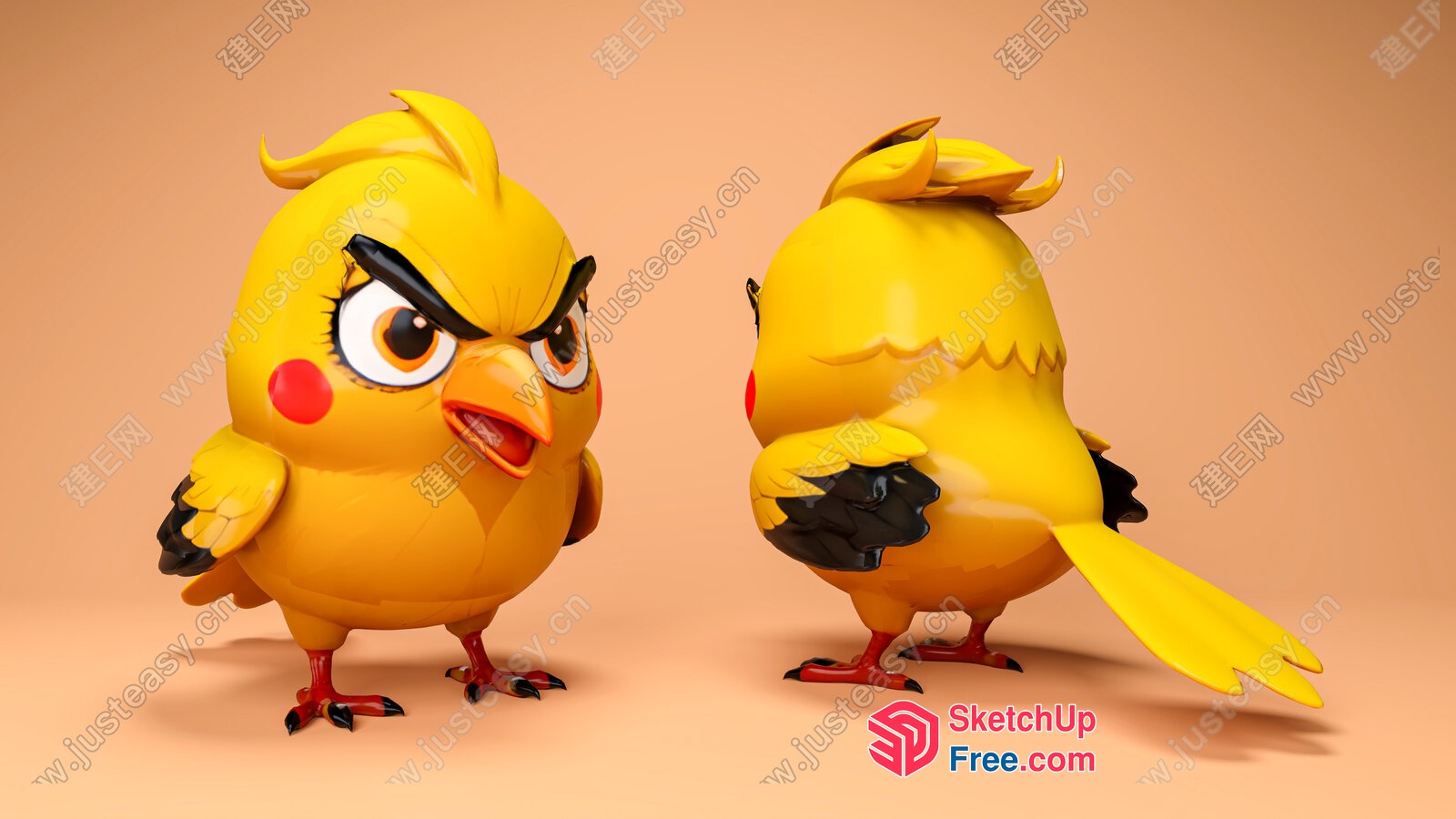 Angry Yellow Birds 3D SketchUp File