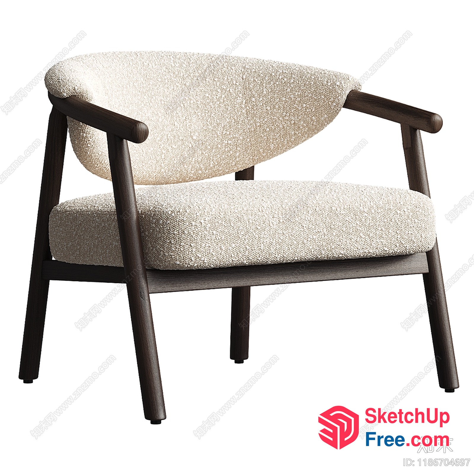 Stylish Creamy Style Armchair 3D SketchUp File