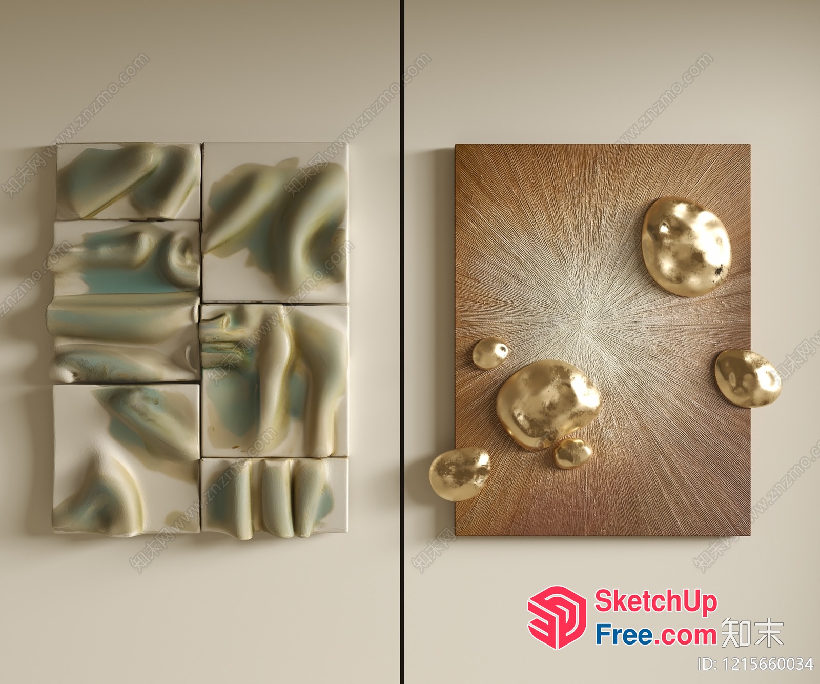 Abstract Artwork With Metallic Accents 3D SketchUp File