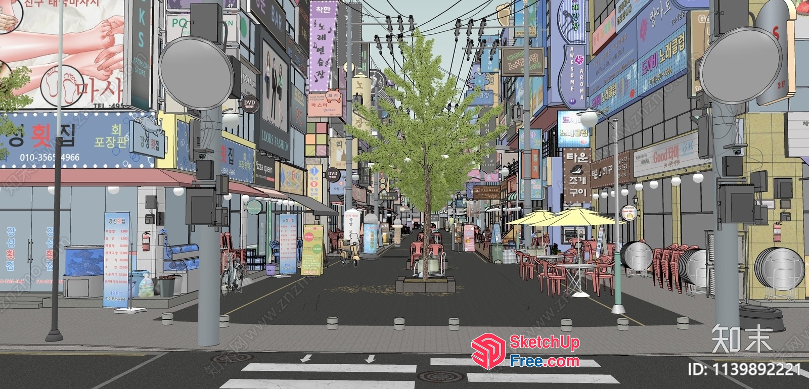 Commercial Street In A Vibrant Asian City 3D SketchUp File