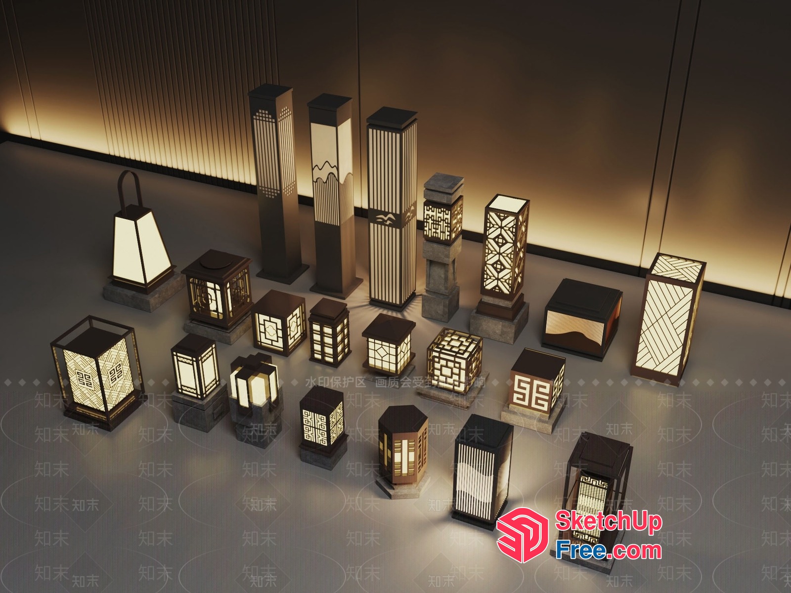 Traditional Japanese-Inspired Lanterns 3D SketchUp File
