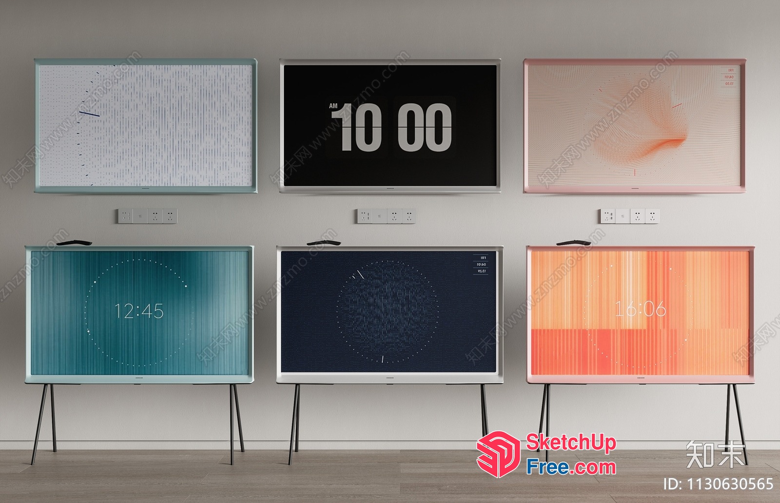 Modern Electronic Time Display Collection 3D SketchUp File