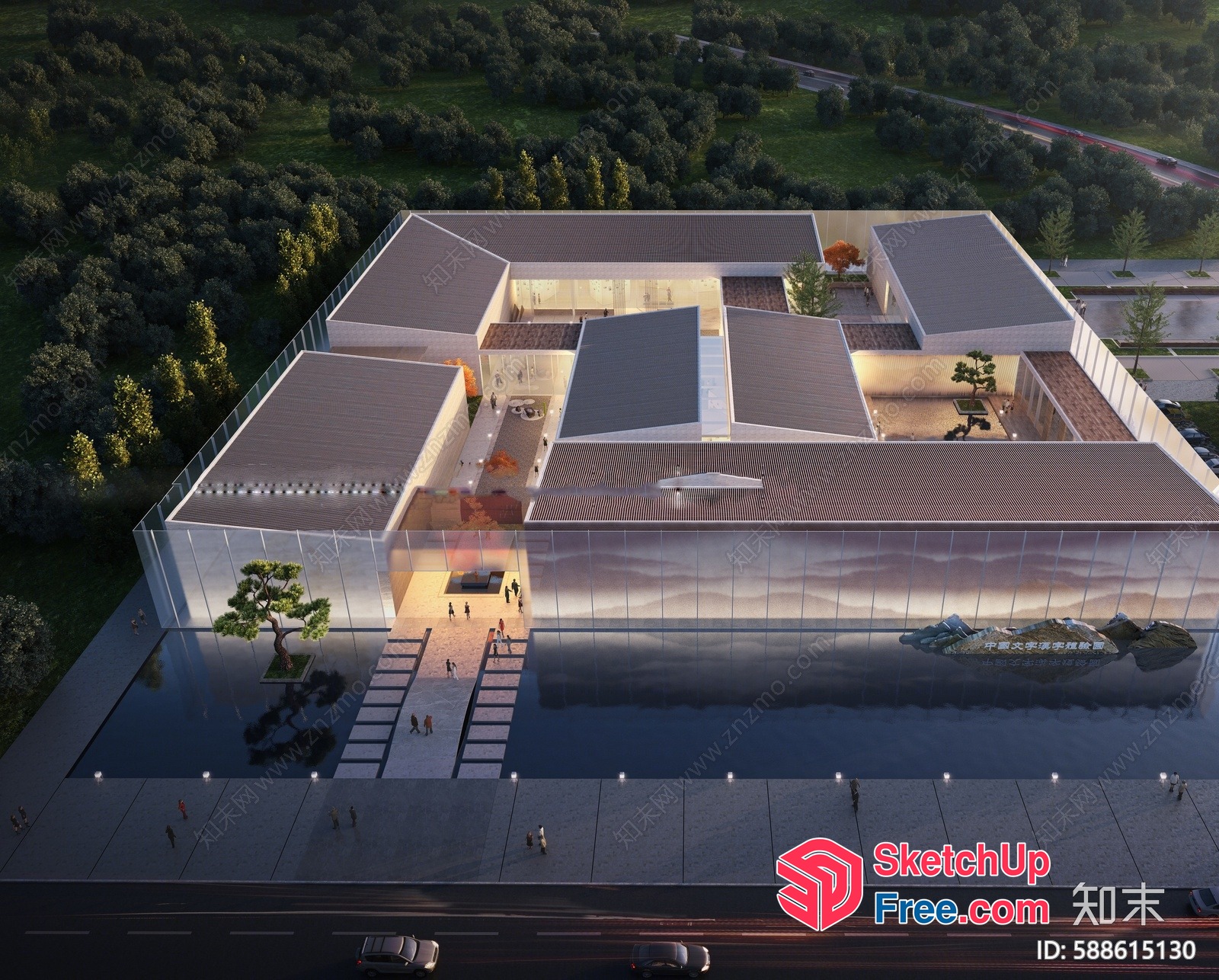 Modern Glass And White Building Exterior 3D SketchUp File