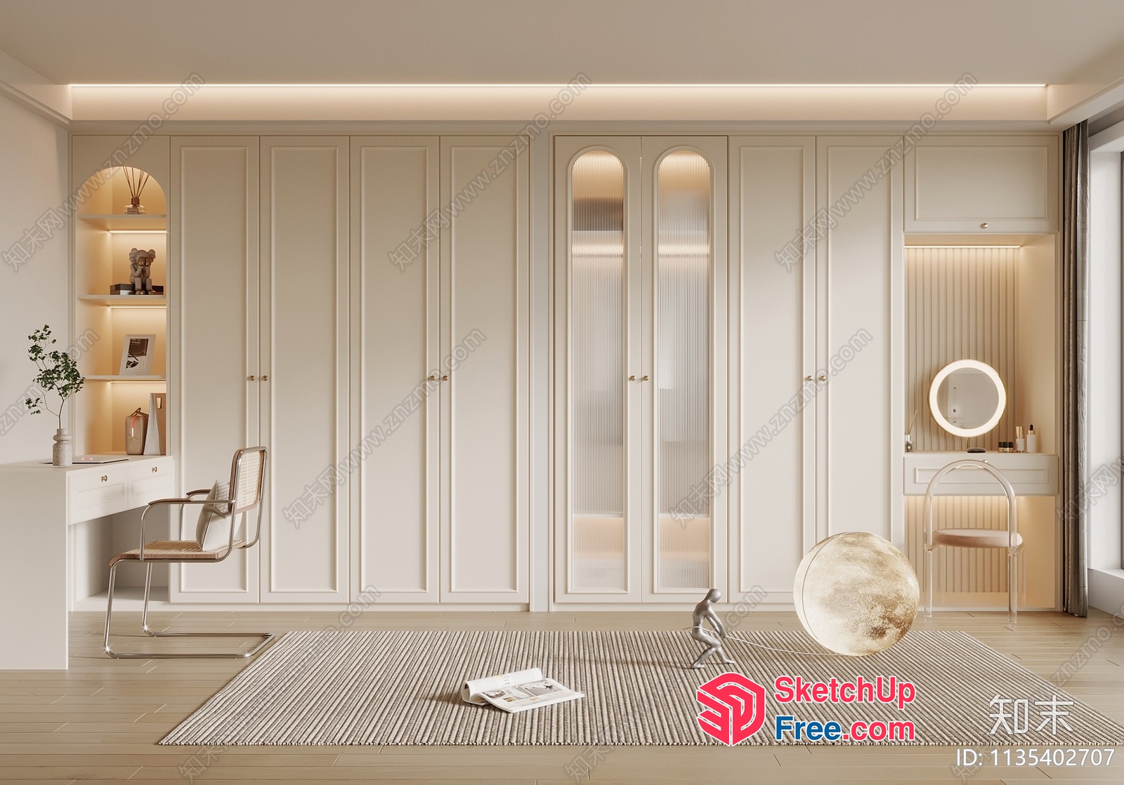 Minimalist White And Wood Interior Design 3D SketchUp File