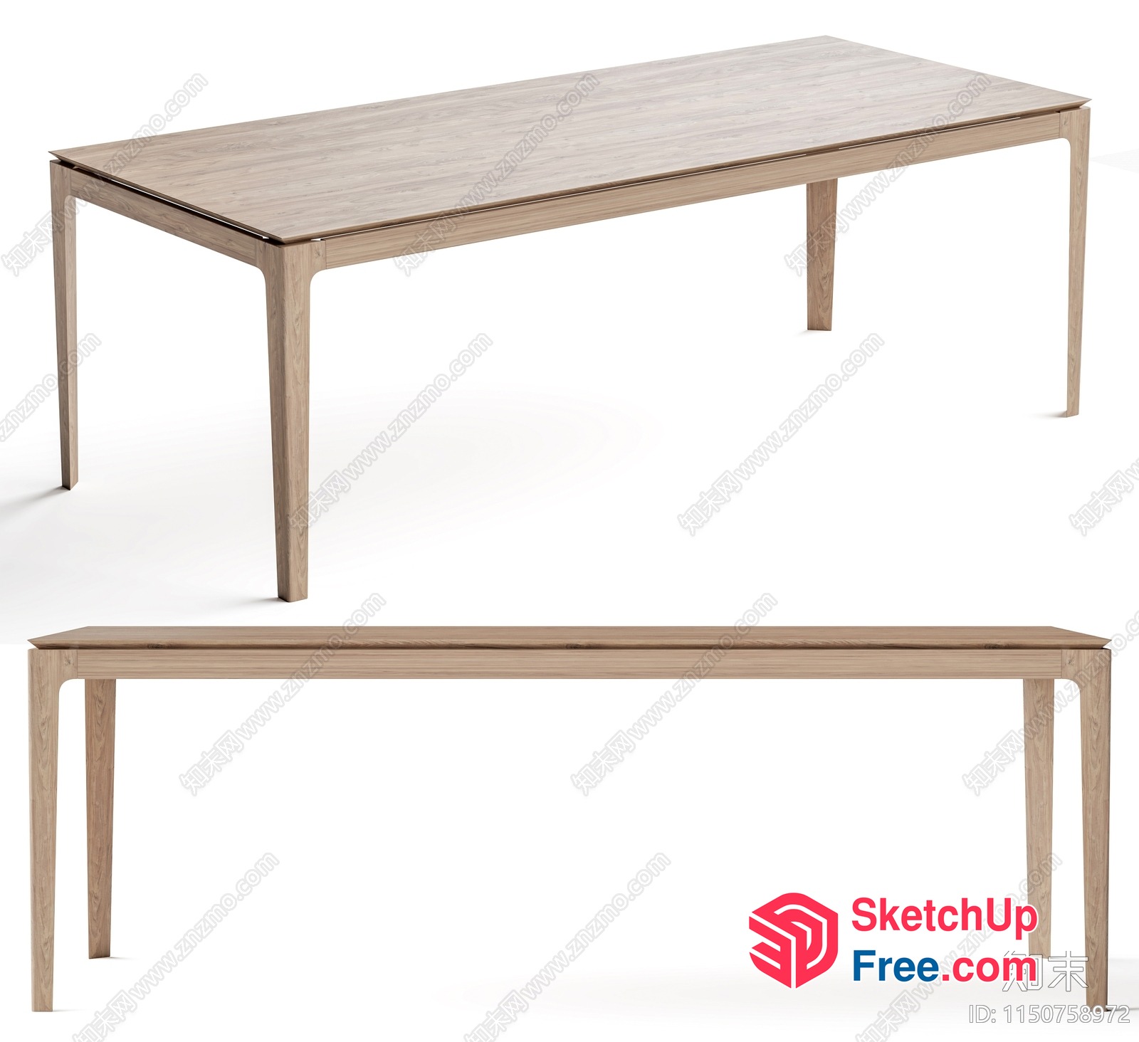 Long Rectangular Dining Table With Legs 3D SketchUp File