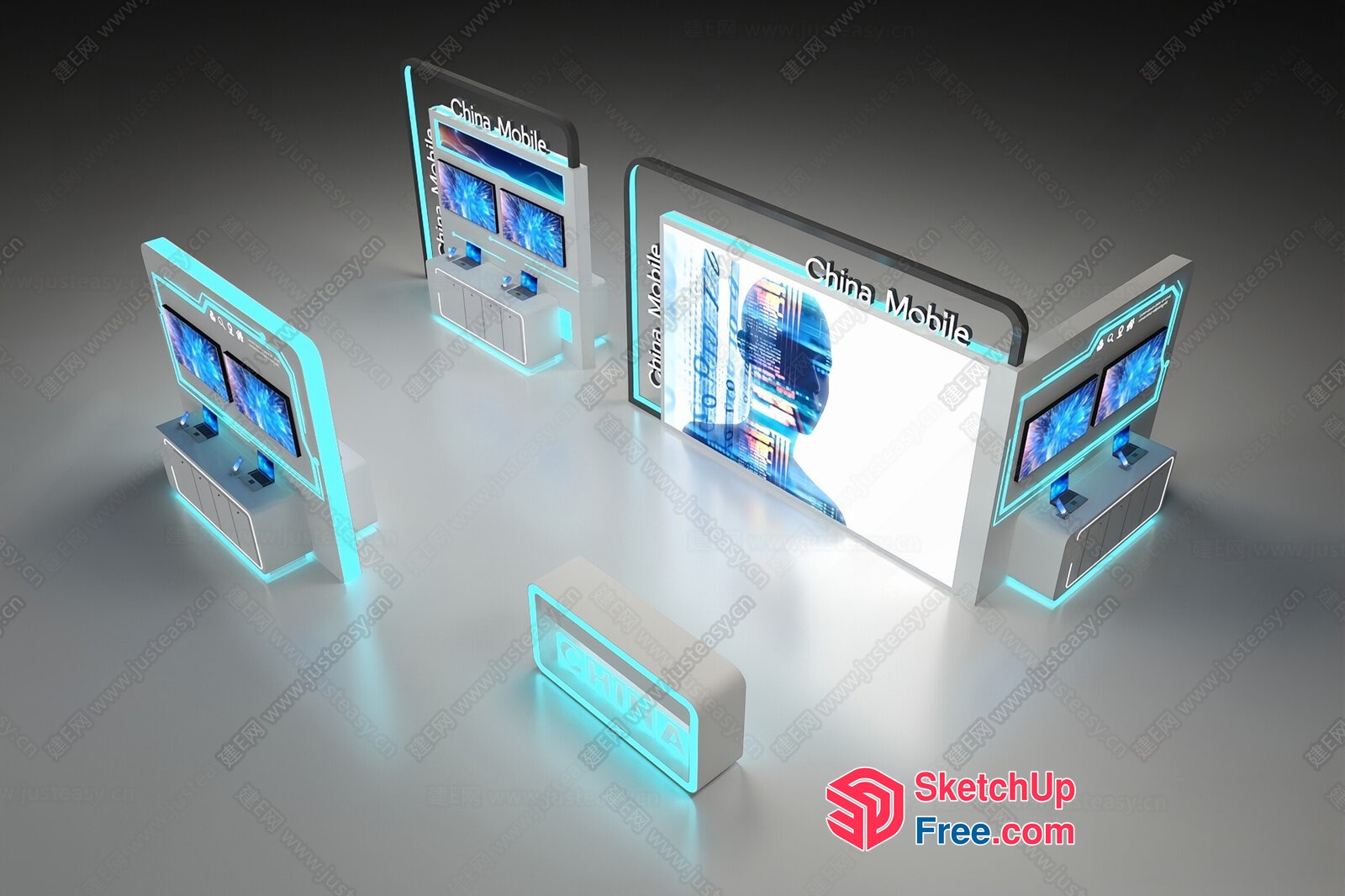 China Mobile Digital Displays 3D SketchUp File