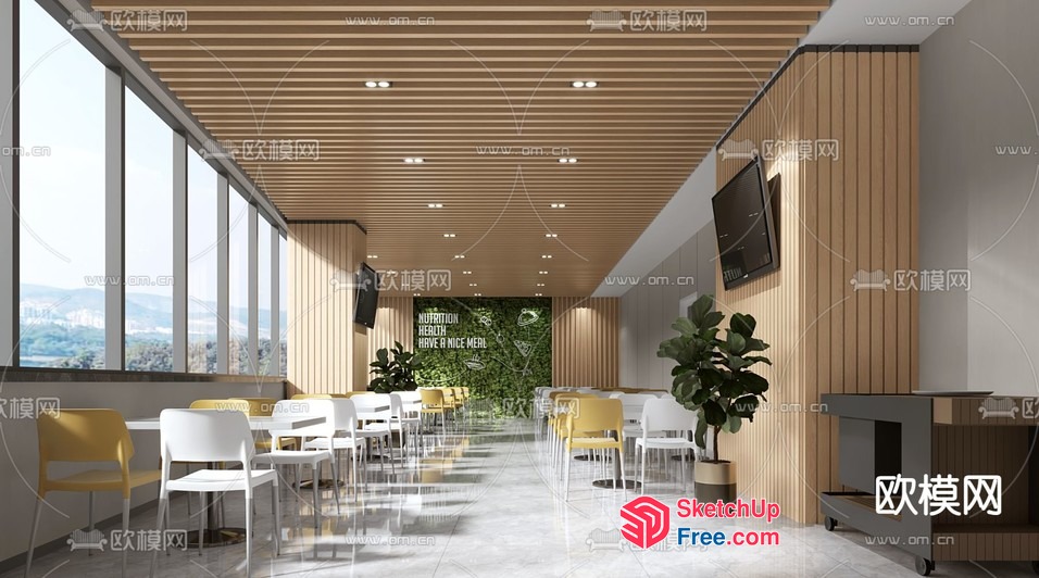 Modern Minimalist Restaurant Interior 3D SketchUp File