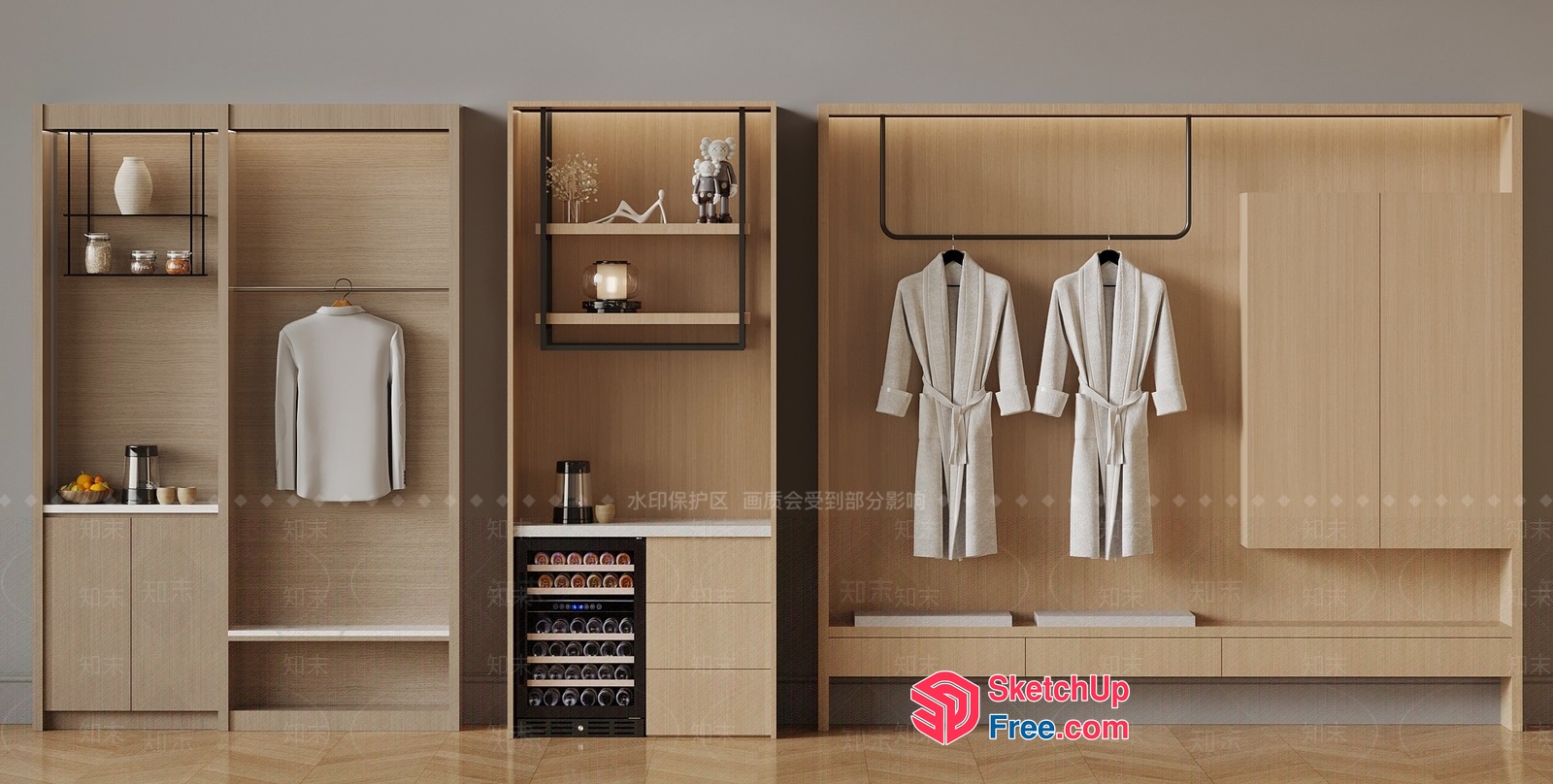Modern Minimalist Japanese Style Bedroom Furniture 3D SketchUp File