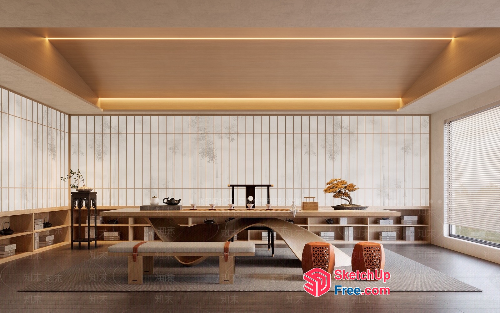 Traditional Japanese-Style Room With Minimalist Decor 3D SketchUp File