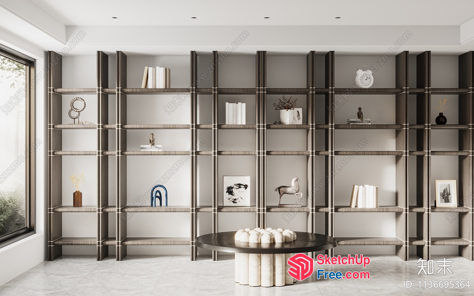 Modern Minimalist Shelving Unit With Decorative Items 3D SketchUp File