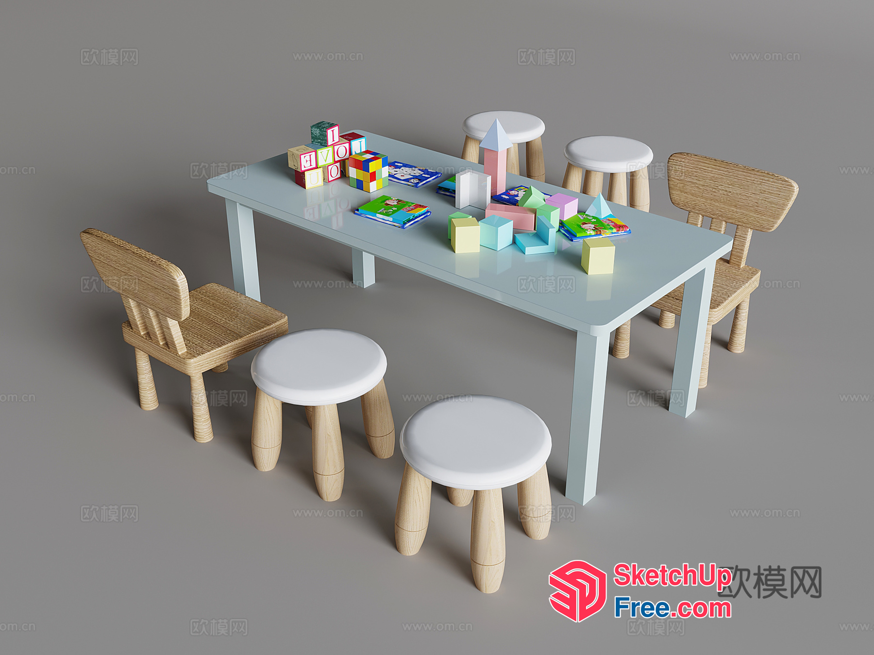 Cozy Modern Kids' Playroom Furniture 3D SketchUp File