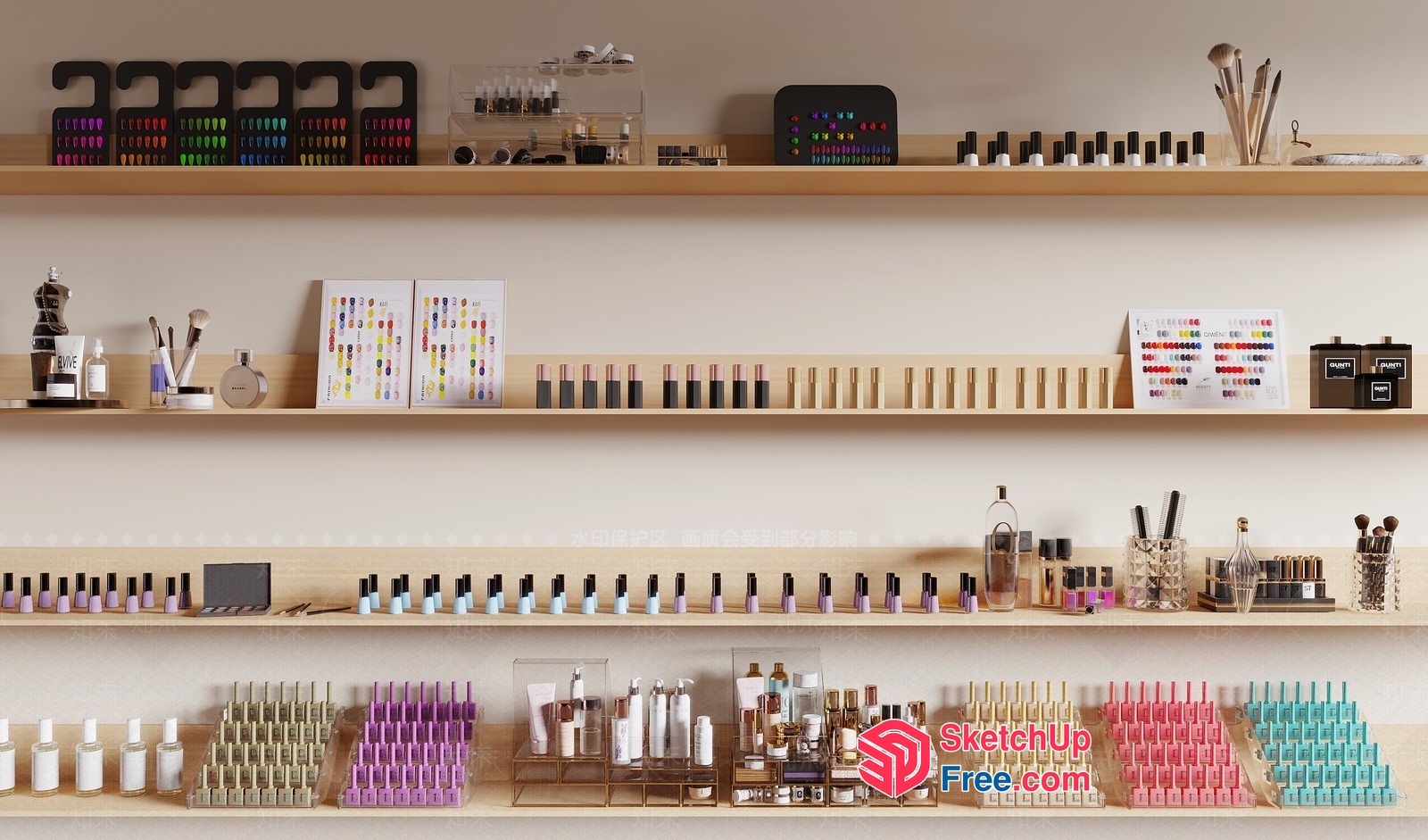 Colorful Nail Polish Display Shelves 3D SketchUp File