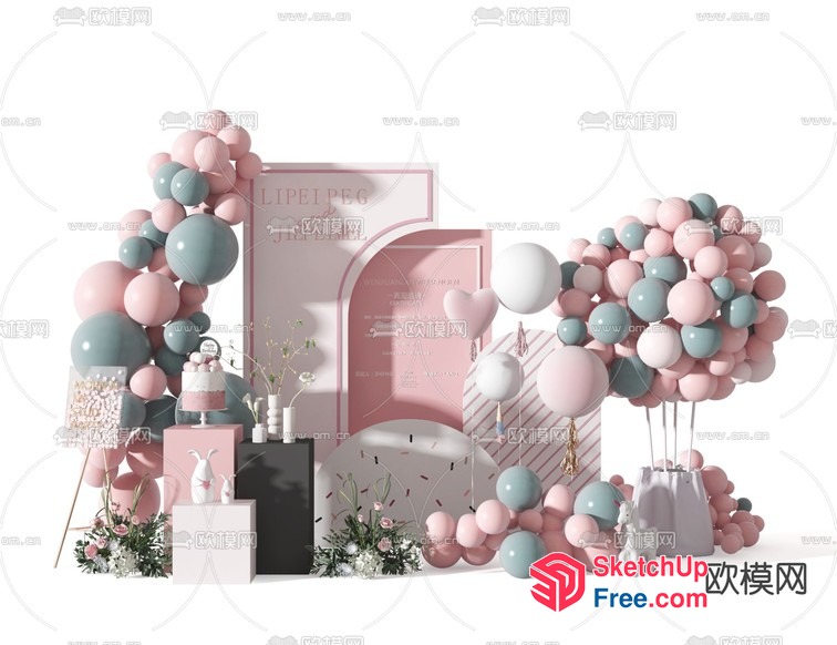 Pastel-Colored Balloon Decorations And Furniture 3D SketchUp File