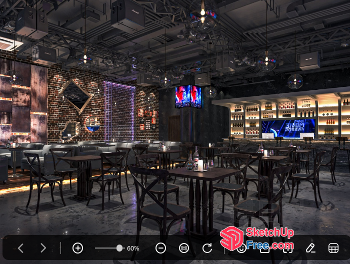Modern Restaurant Interior With Sleek Decor 3D SketchUp File