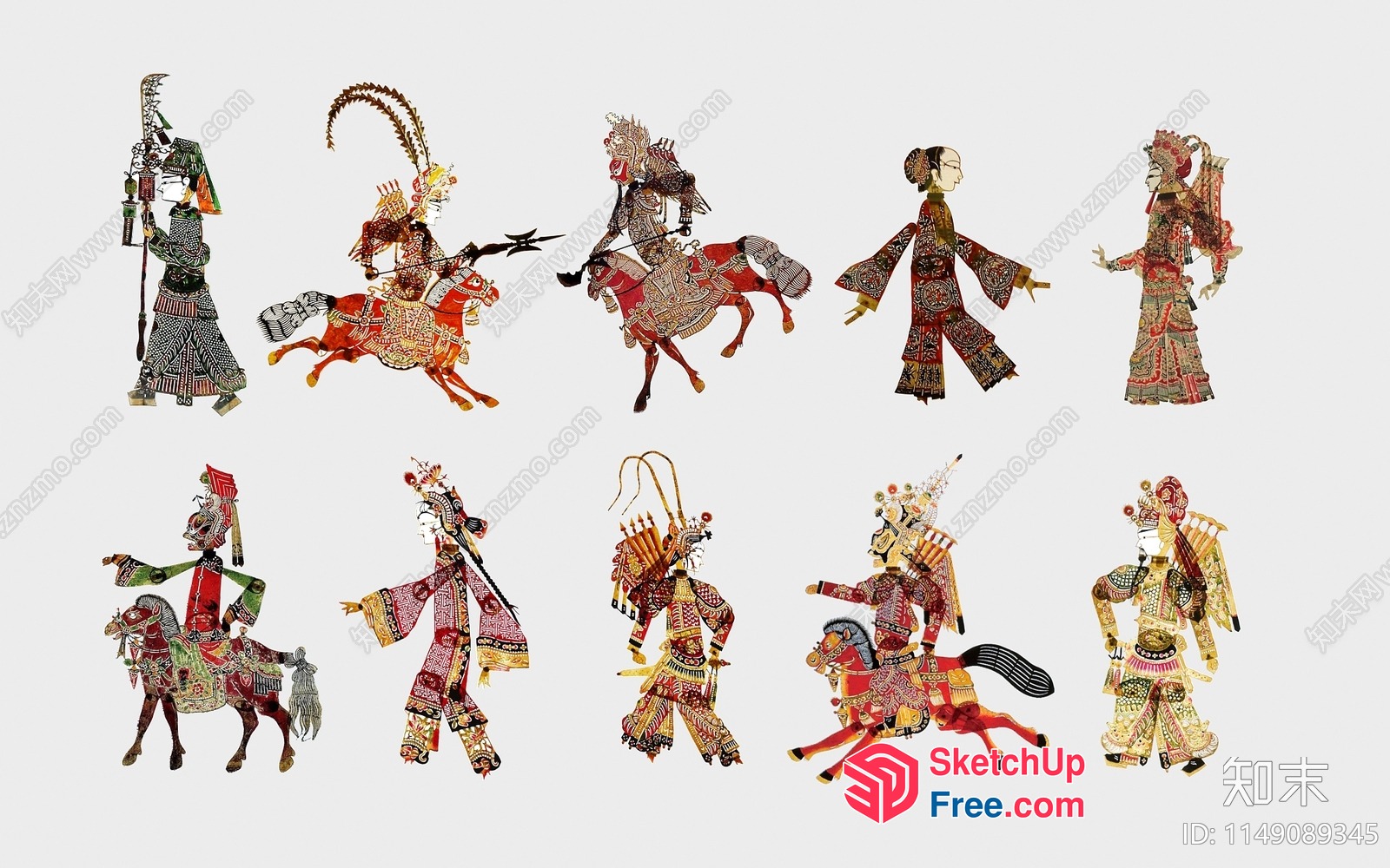 Ancient Chinese Shadow Puppetry Figures 3D SketchUp File