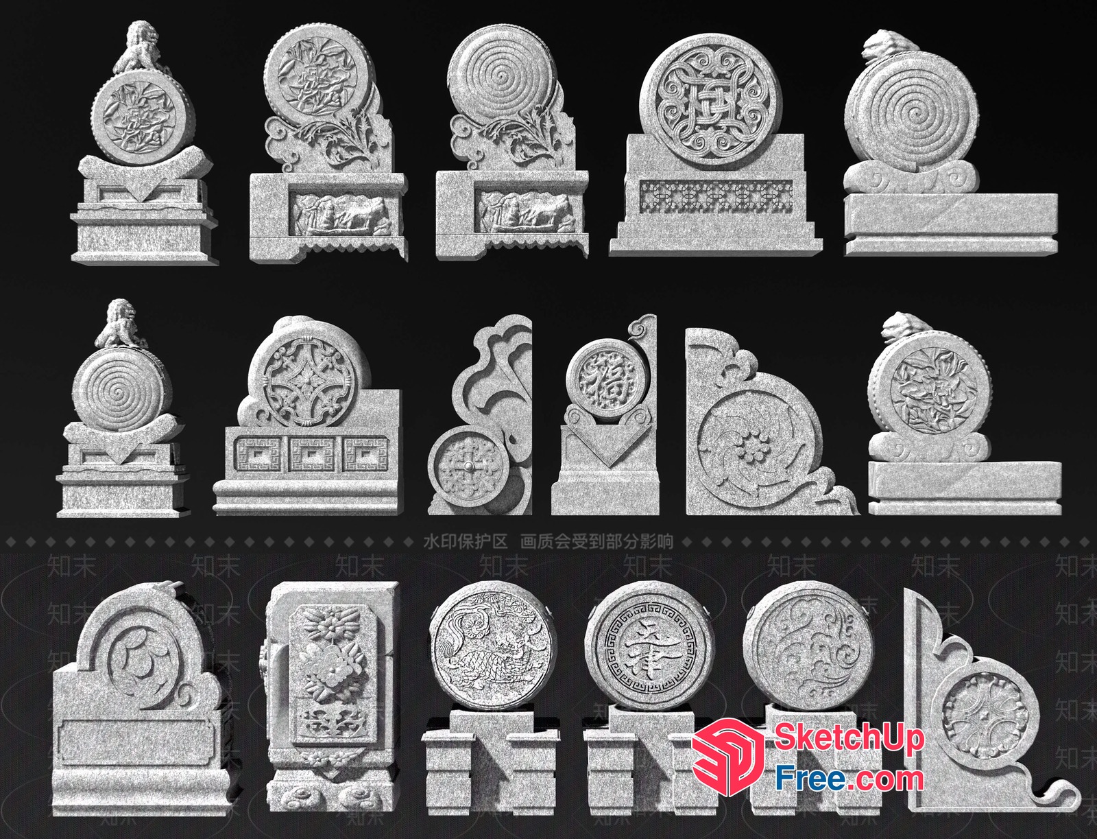 Stone Carved Decorations 3D SketchUp File
