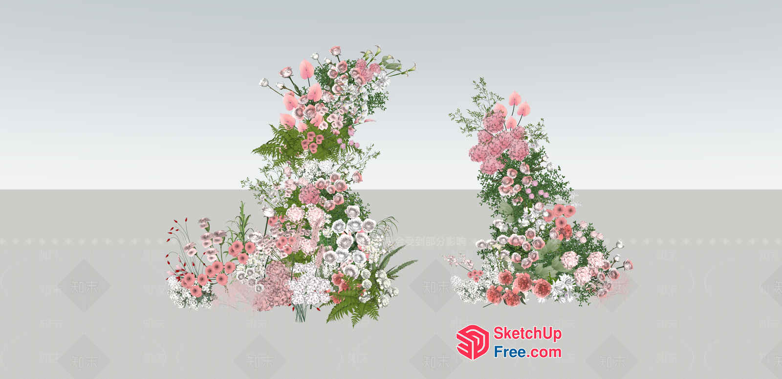 Pink And White Floral Arrangement 3D SketchUp File