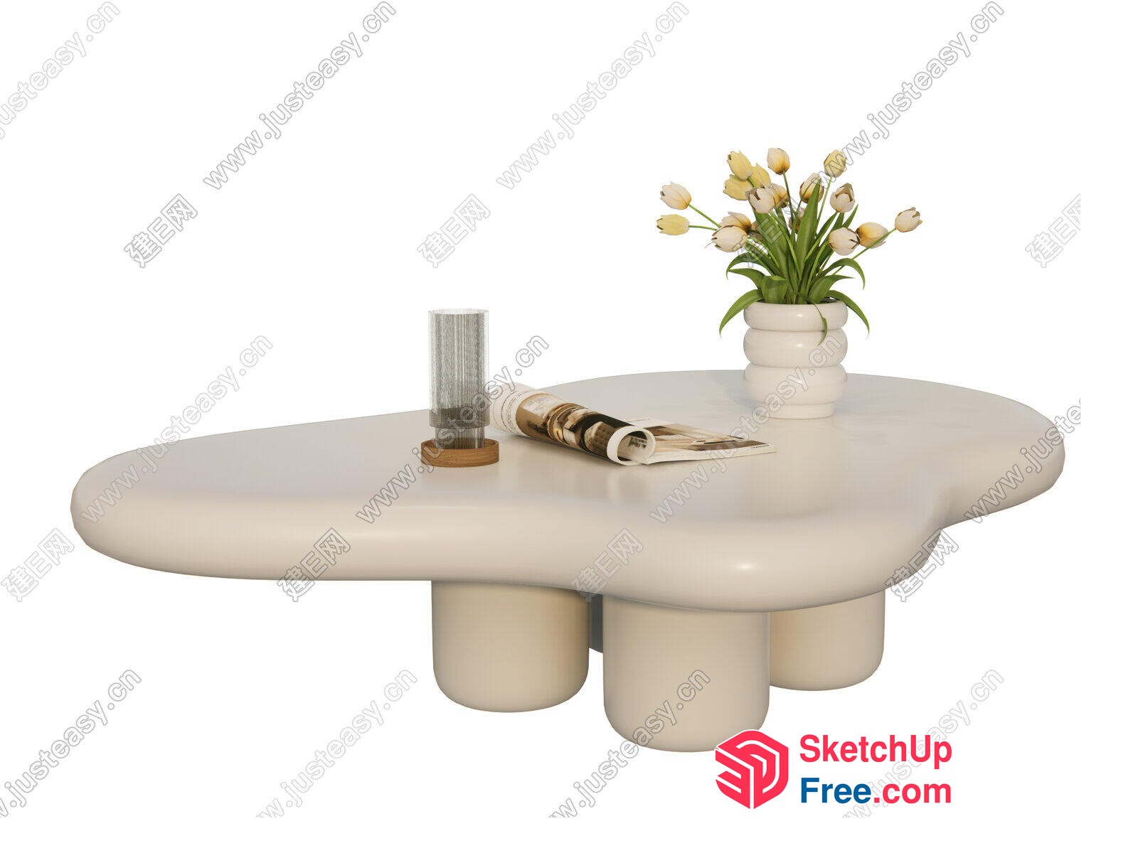 Minimalist Creamy Style Coffee Table 3D SketchUp File