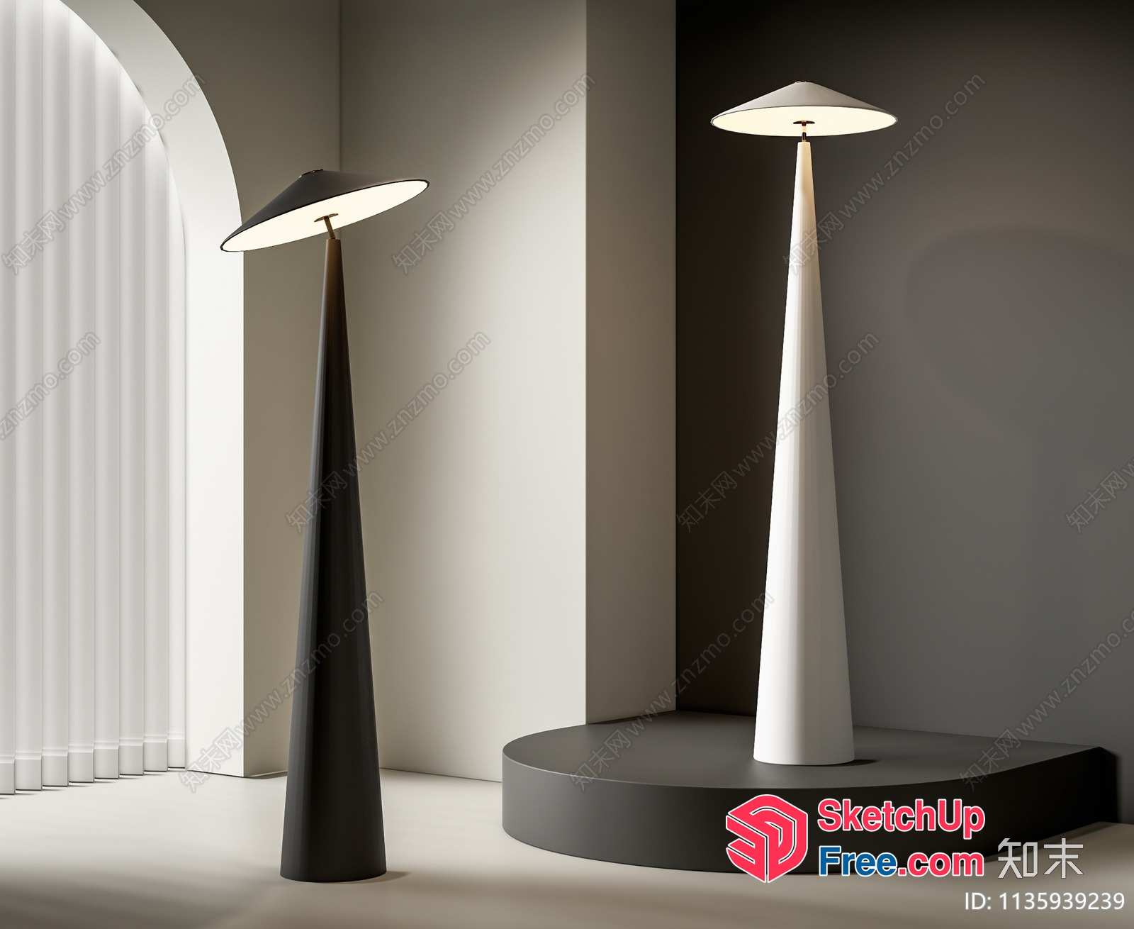 Two Modern Floor Lamps Illuminating A Minimalist Room 3D SketchUp File