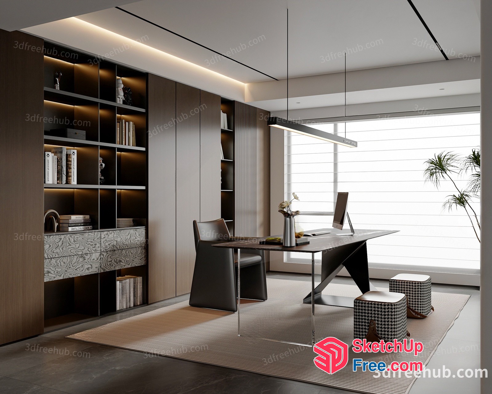 Modern Office Space With Sleek Furniture And Natural Lighting 3D SketchUp File