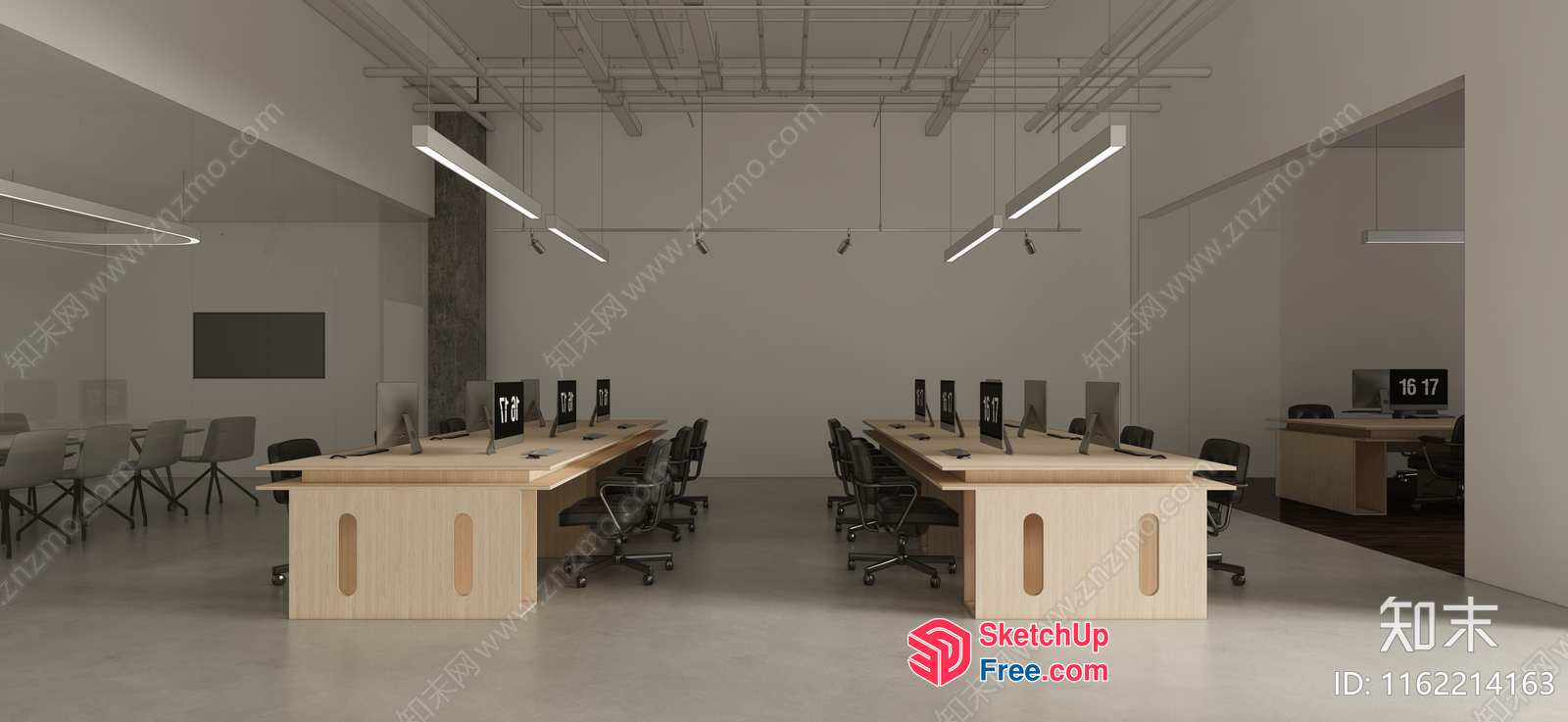 Modern Office Space With Sleek Desks And Chairs 3D SketchUp File