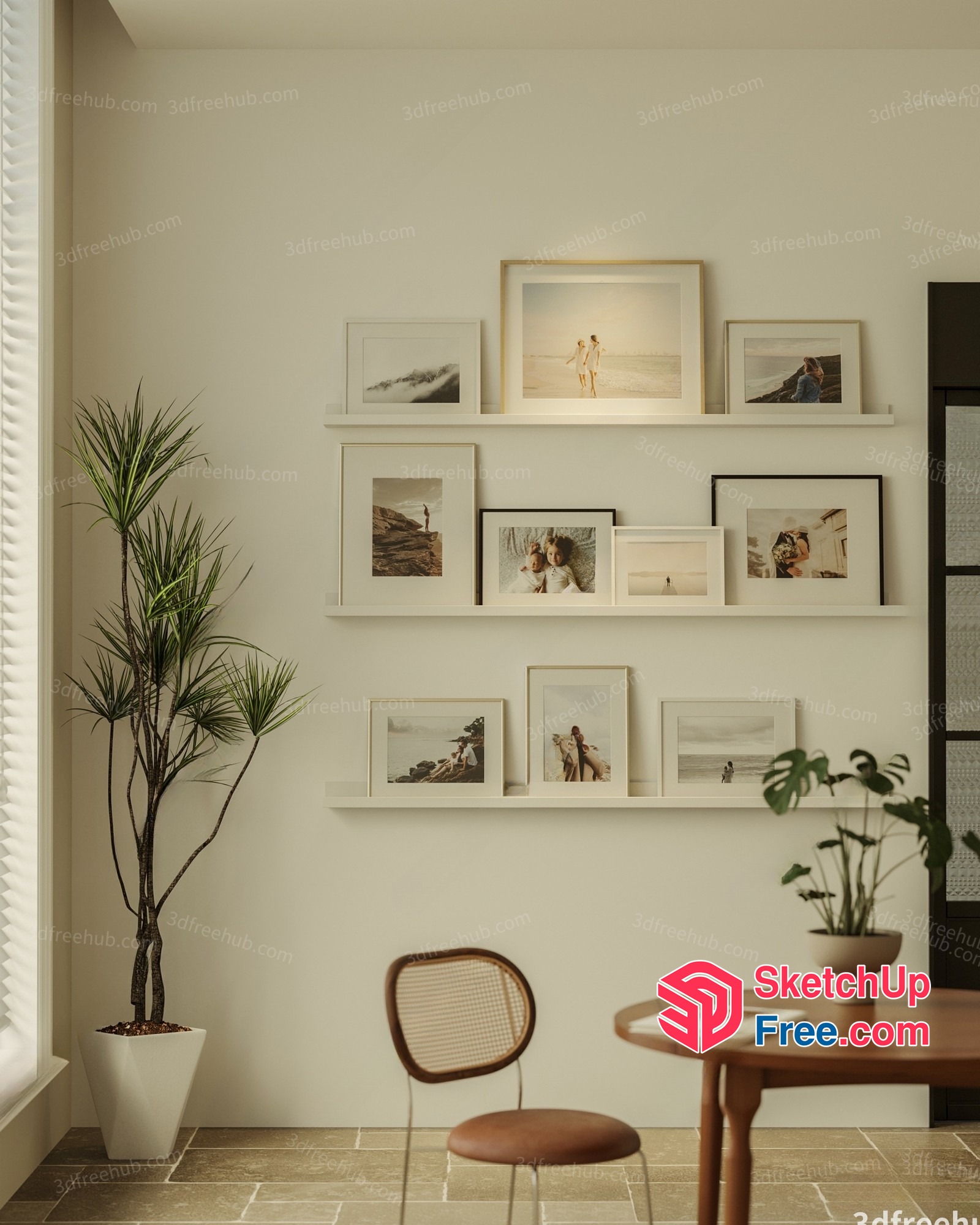Interior Scene With Decorative Shelf And Dining Table 3D SketchUp File