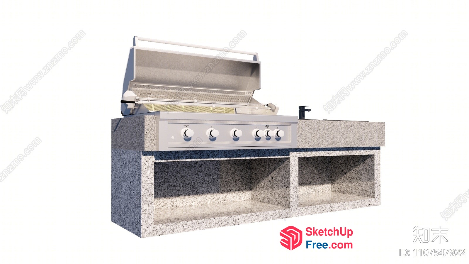 Outdoor Kitchen With Built-In Grill And Storage 3D SketchUp File