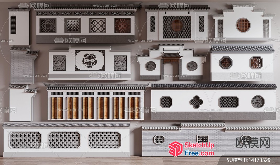Traditional Asian Architecture Elements 3D SketchUp File