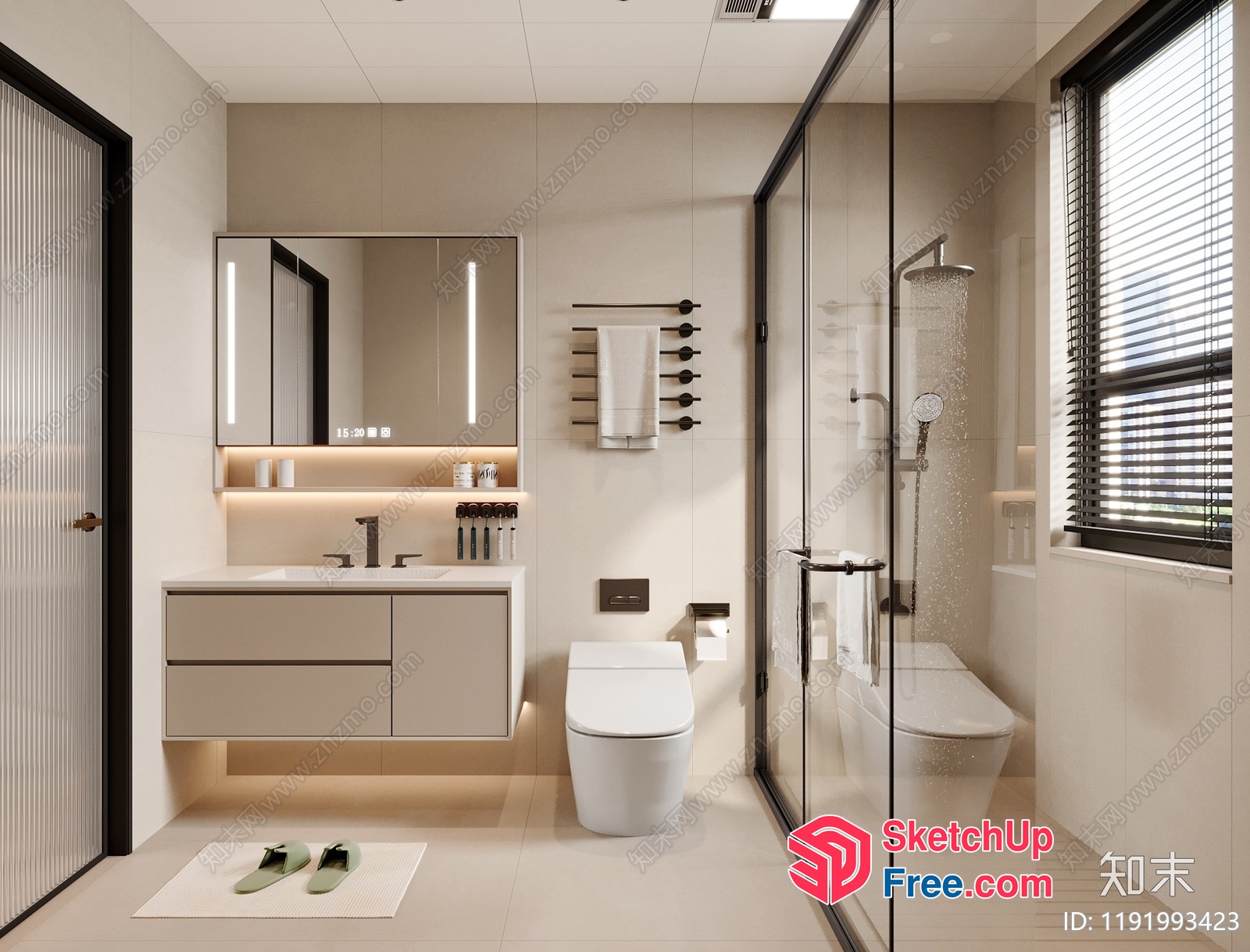 Modern Minimalist Bathroom With Sleek Fixtures 3D SketchUp File