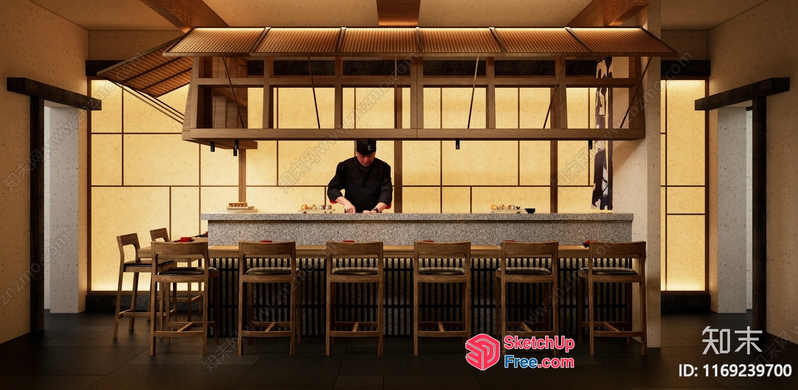 Traditional Japanese Restaurant Interior 3D SketchUp File