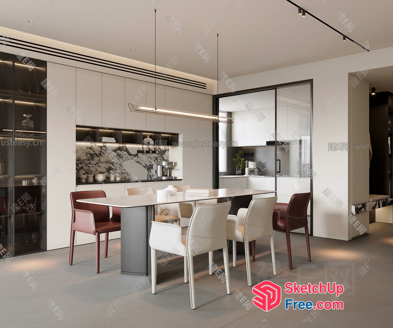 Modern Minimalist Dining Room Interior Design 3D SketchUp File