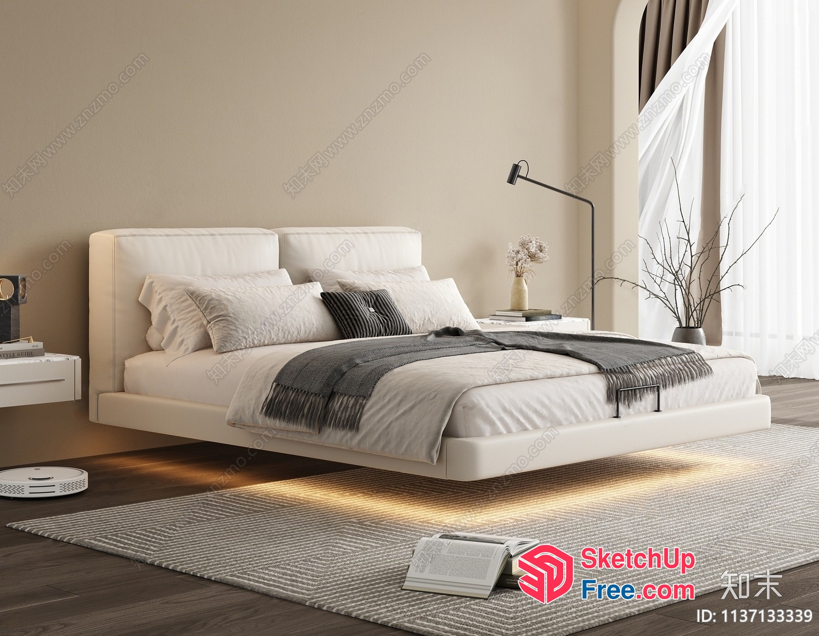 Modern Minimalist Bedroom Interior Design 3D SketchUp File