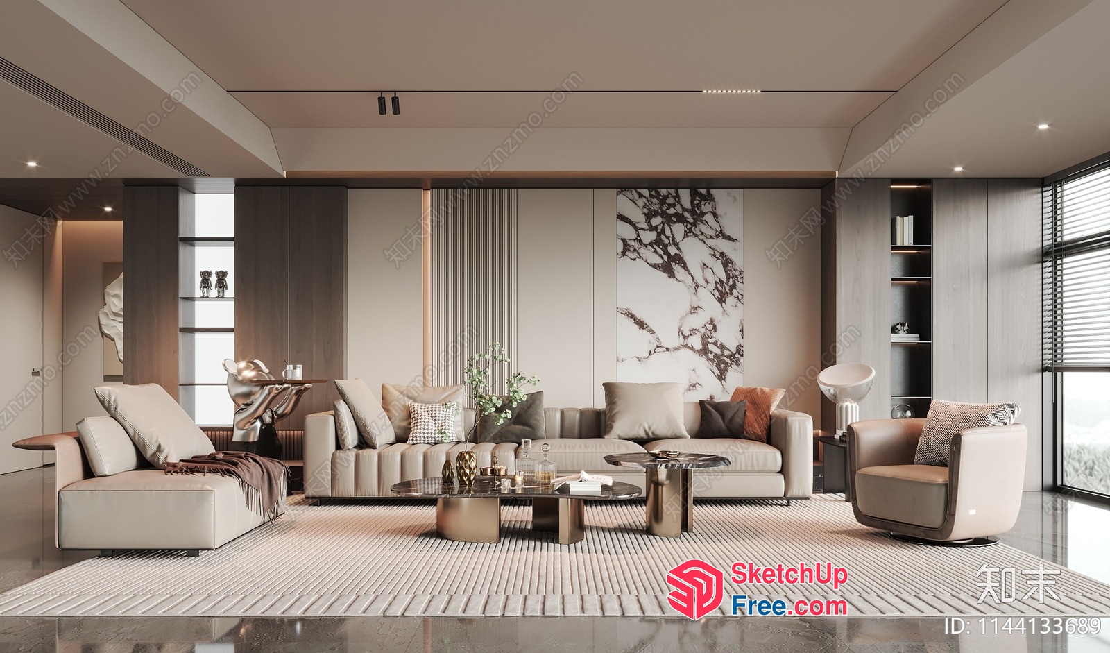 Modern Luxury Living Room Decor 3D SketchUp File