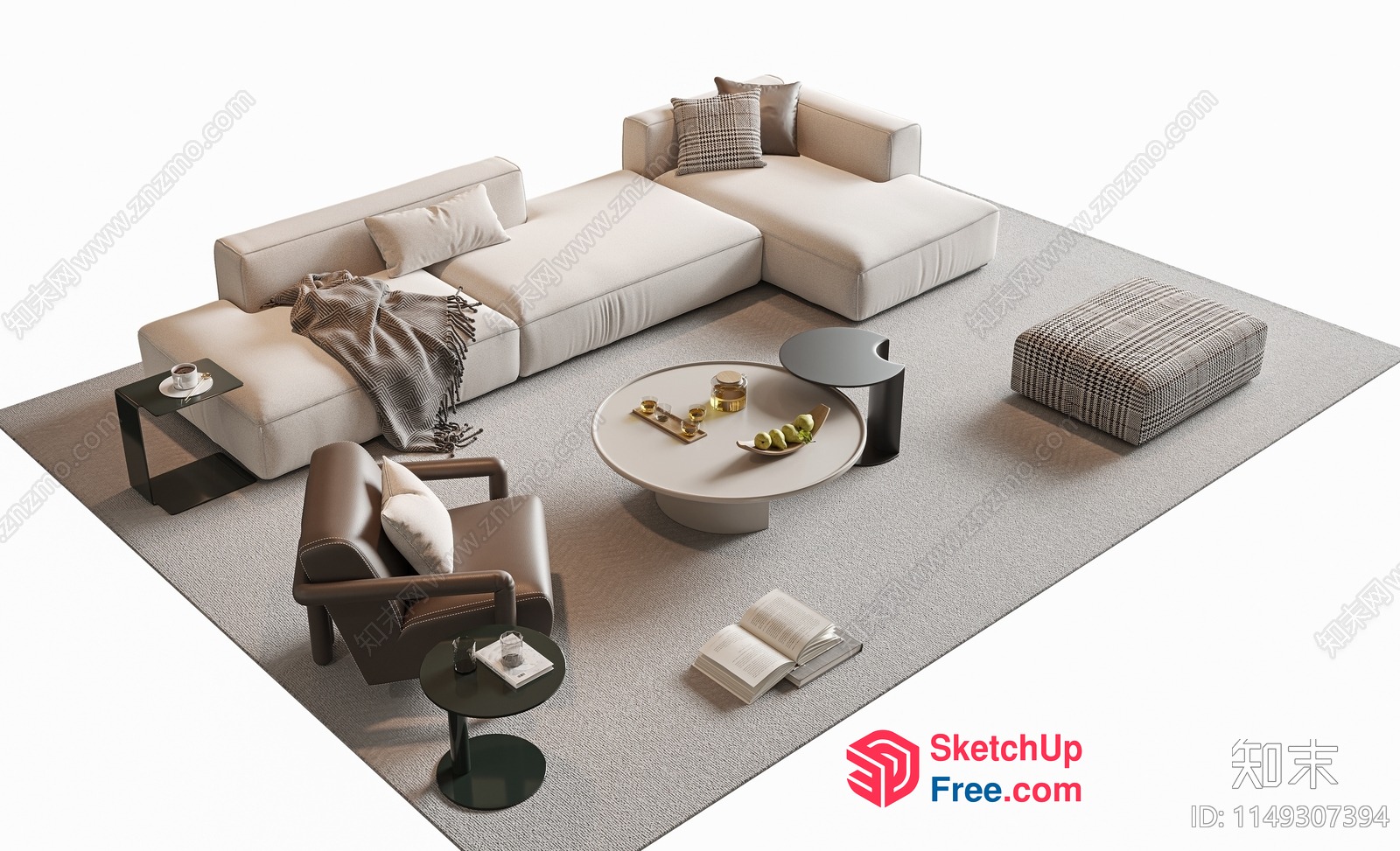 Modern Minimalist Living Room Furniture Set 3D SketchUp File
