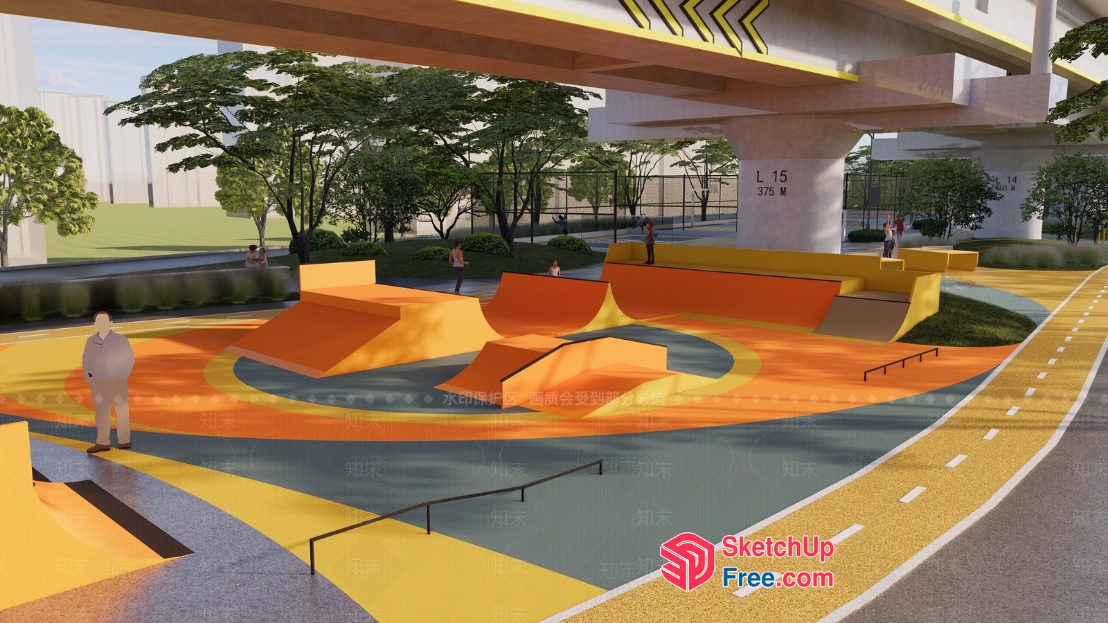 Colorful Urban Skatepark 3D SketchUp File