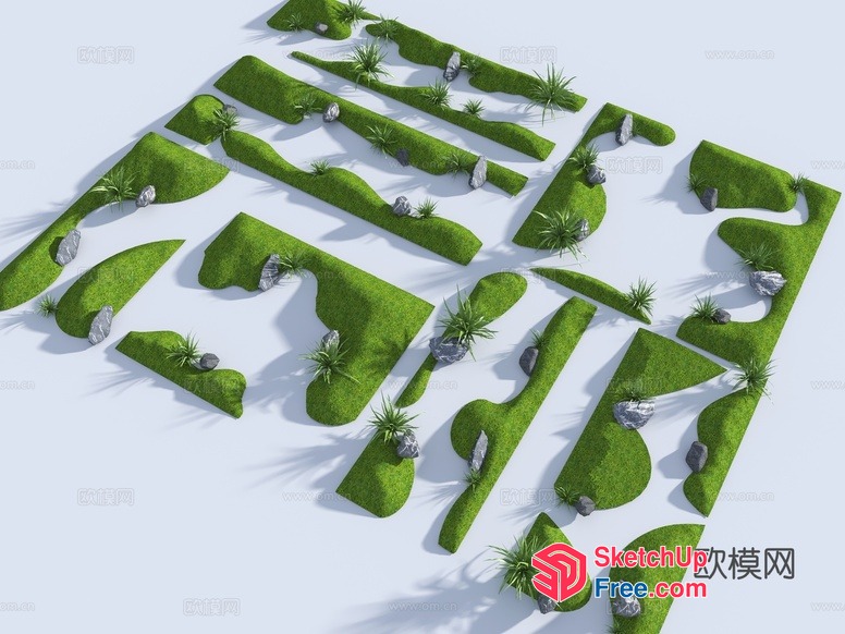 Green Hillside Landscape 3D SketchUp File