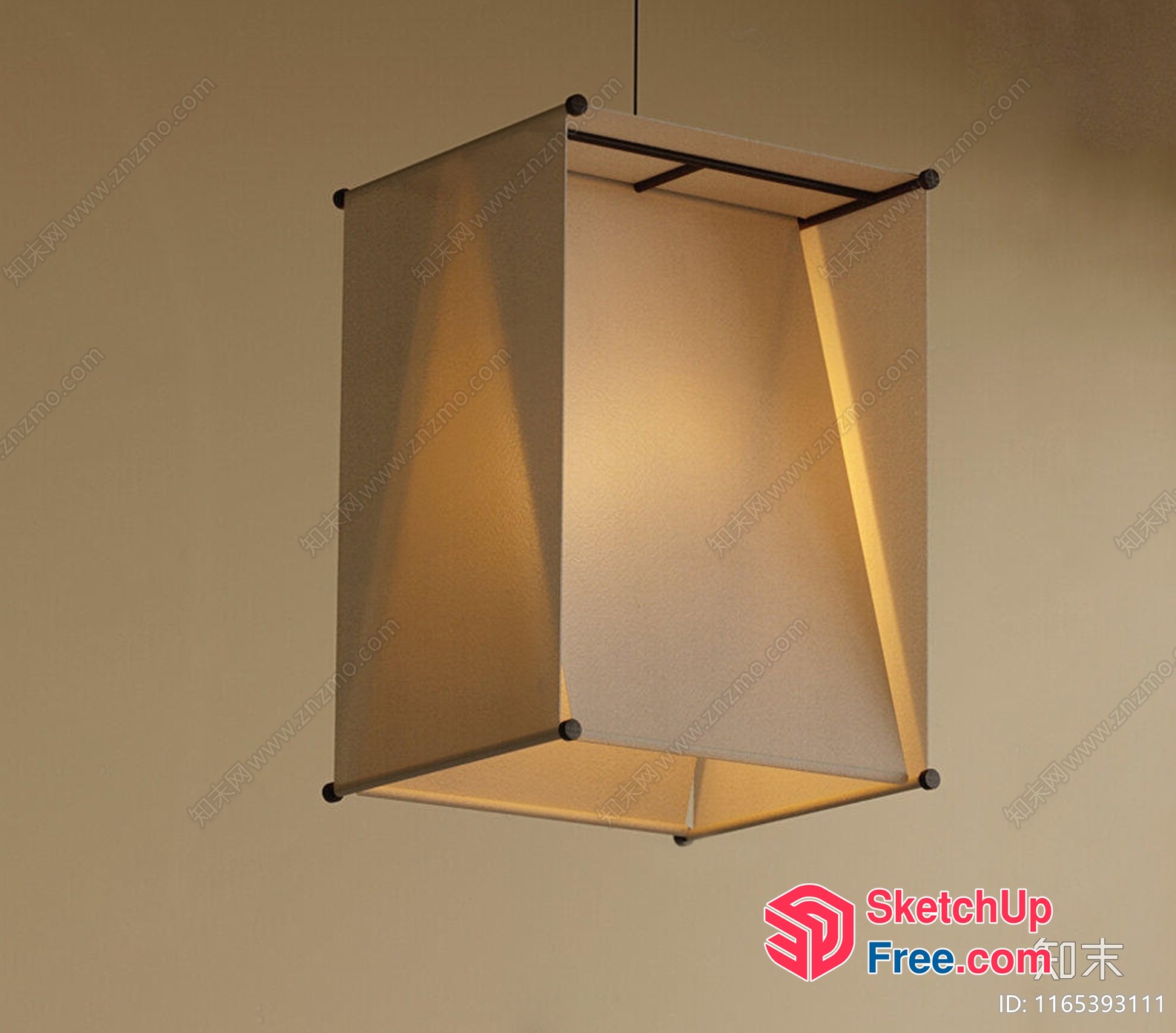 Suspended Light Fixture With Fabric Shade 3D SketchUp File