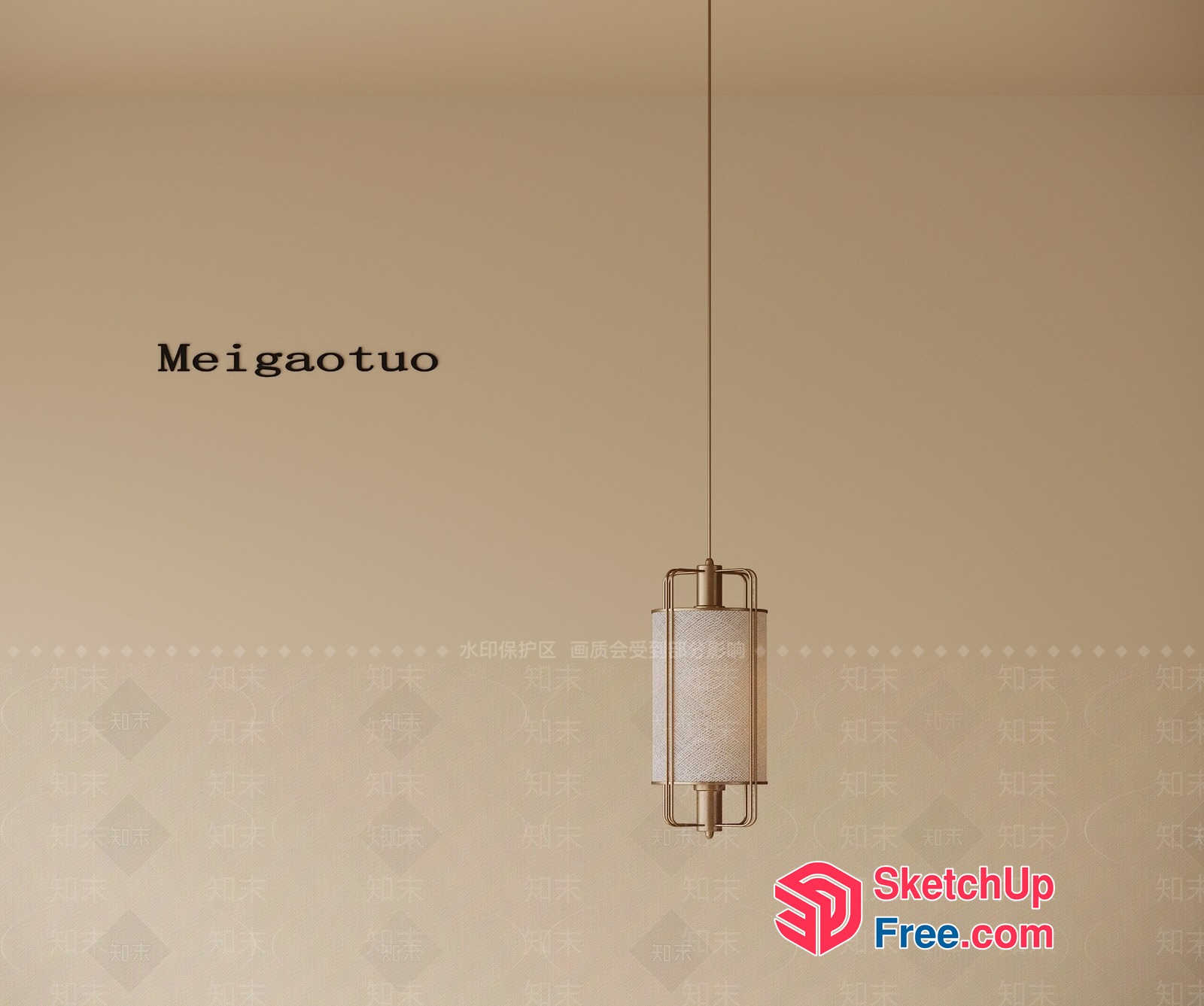 Minimalist Japanese Style Hanging Light Fixture 3D SketchUp File