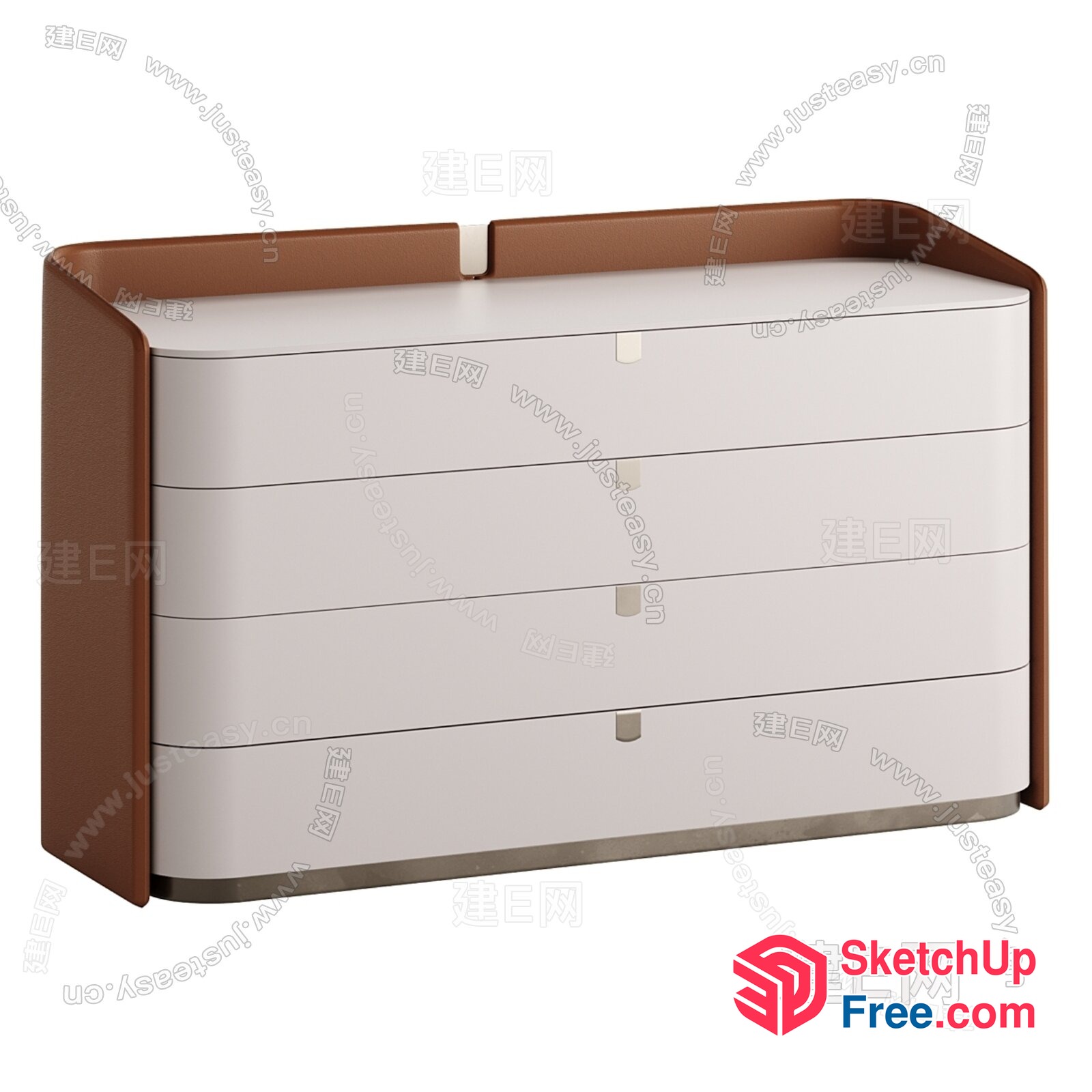 Modern White And Brown Dresser 3D SketchUp File