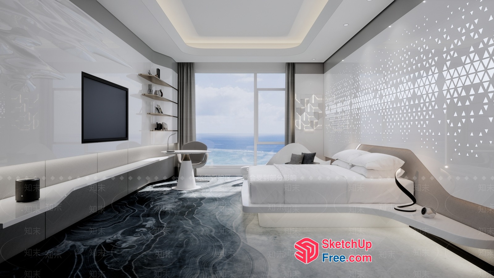 Modern Ocean View Master Bedroom 3D SketchUp File