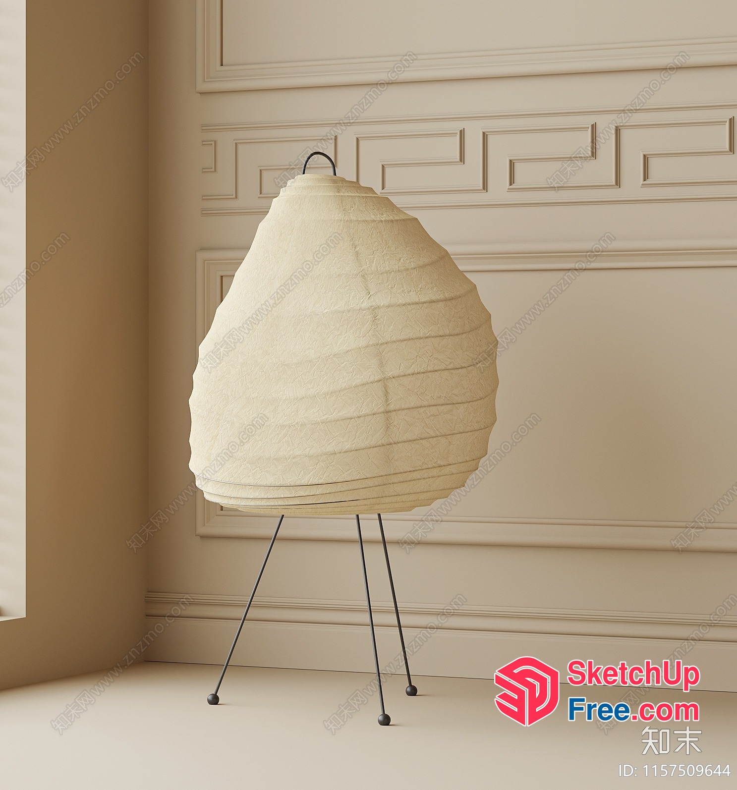 Elegant Creamy Style Interior Scene With Ornate Wall 3D SketchUp File