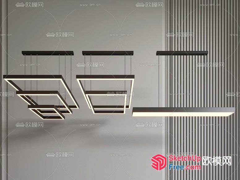 Suspended Rectangular Light Fixtures 3D SketchUp File