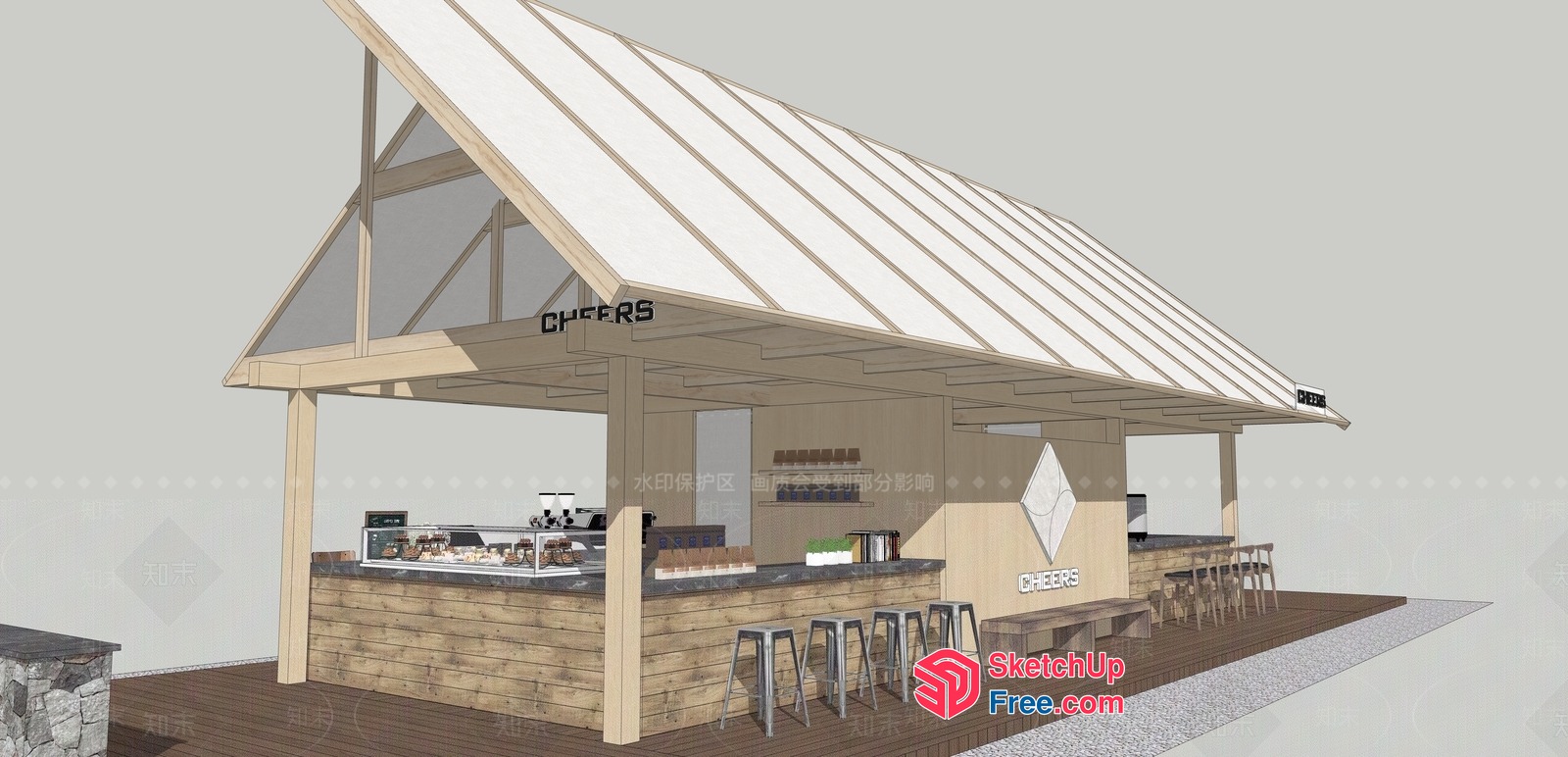 Modern Food Truck With Rustic Wood Accents 3D SketchUp File