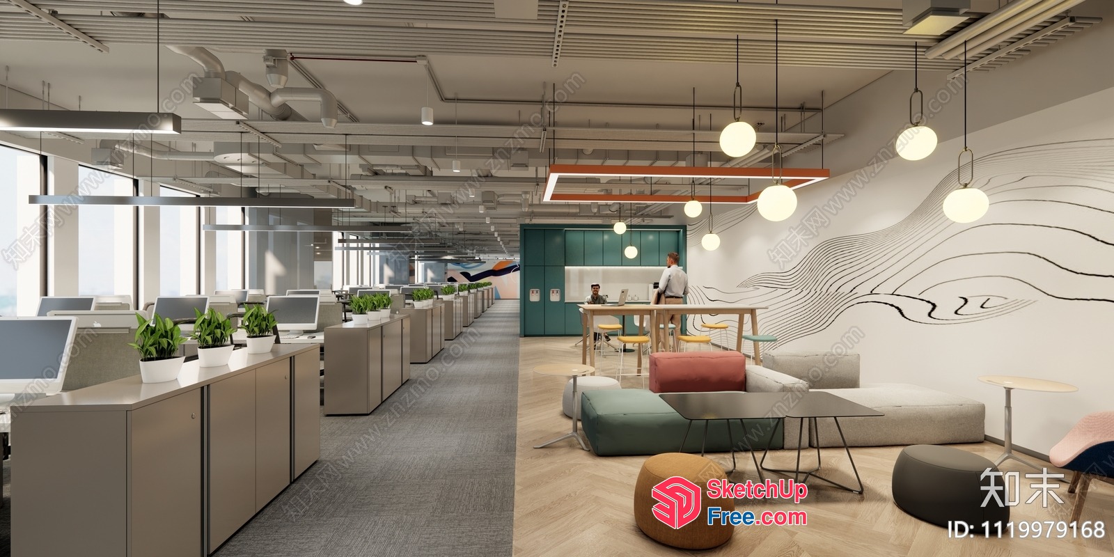 Modern Office Space With Sleek Furniture And Natural Lighting 3D SketchUp File