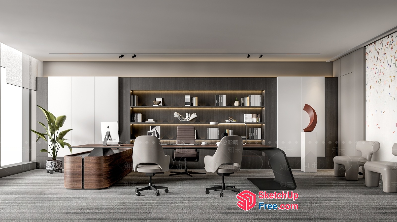 Modern Office Interior With Sleek Furniture And Natural Lighting 3D SketchUp File